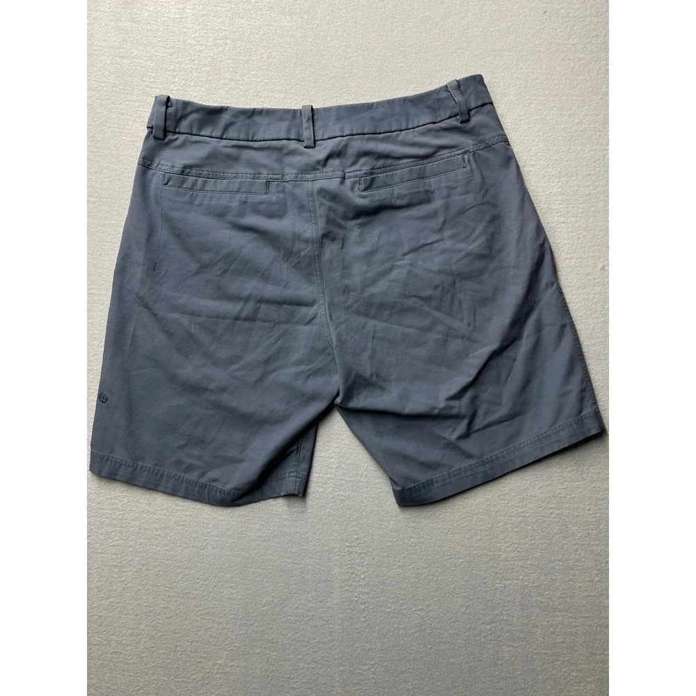 Lululemon Commission Shorts Mens 34 Blue Gray Technical Chino Golf 9 Inseam